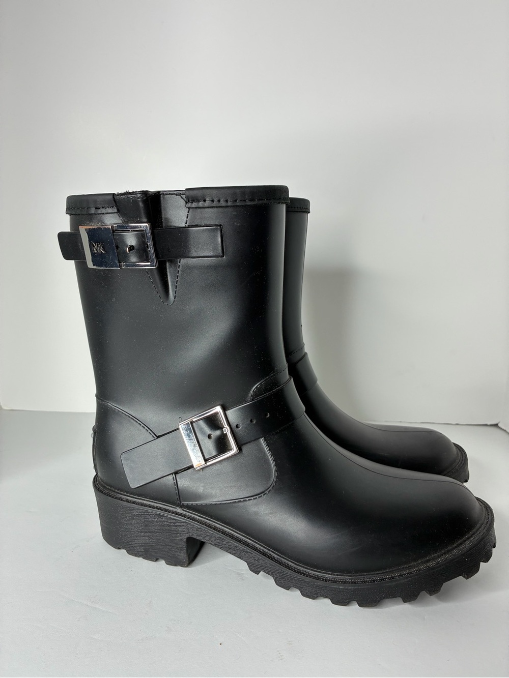 Michael Kors Black Mid-Calf Buckle Rain Boots